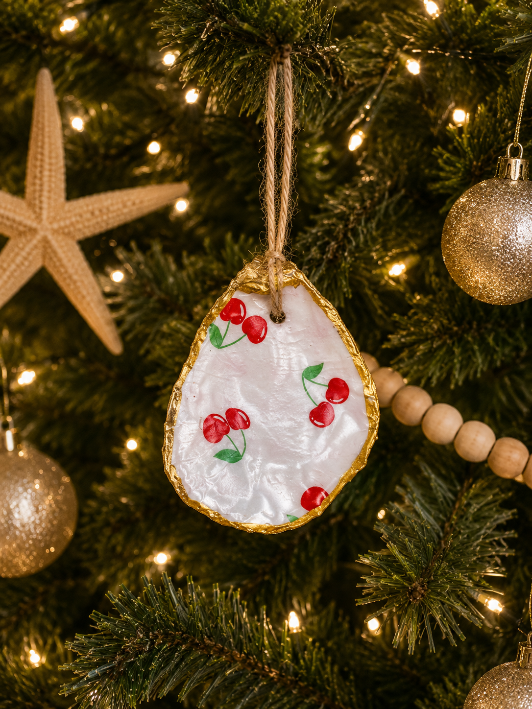 Cheeries Oystershell Ornament
