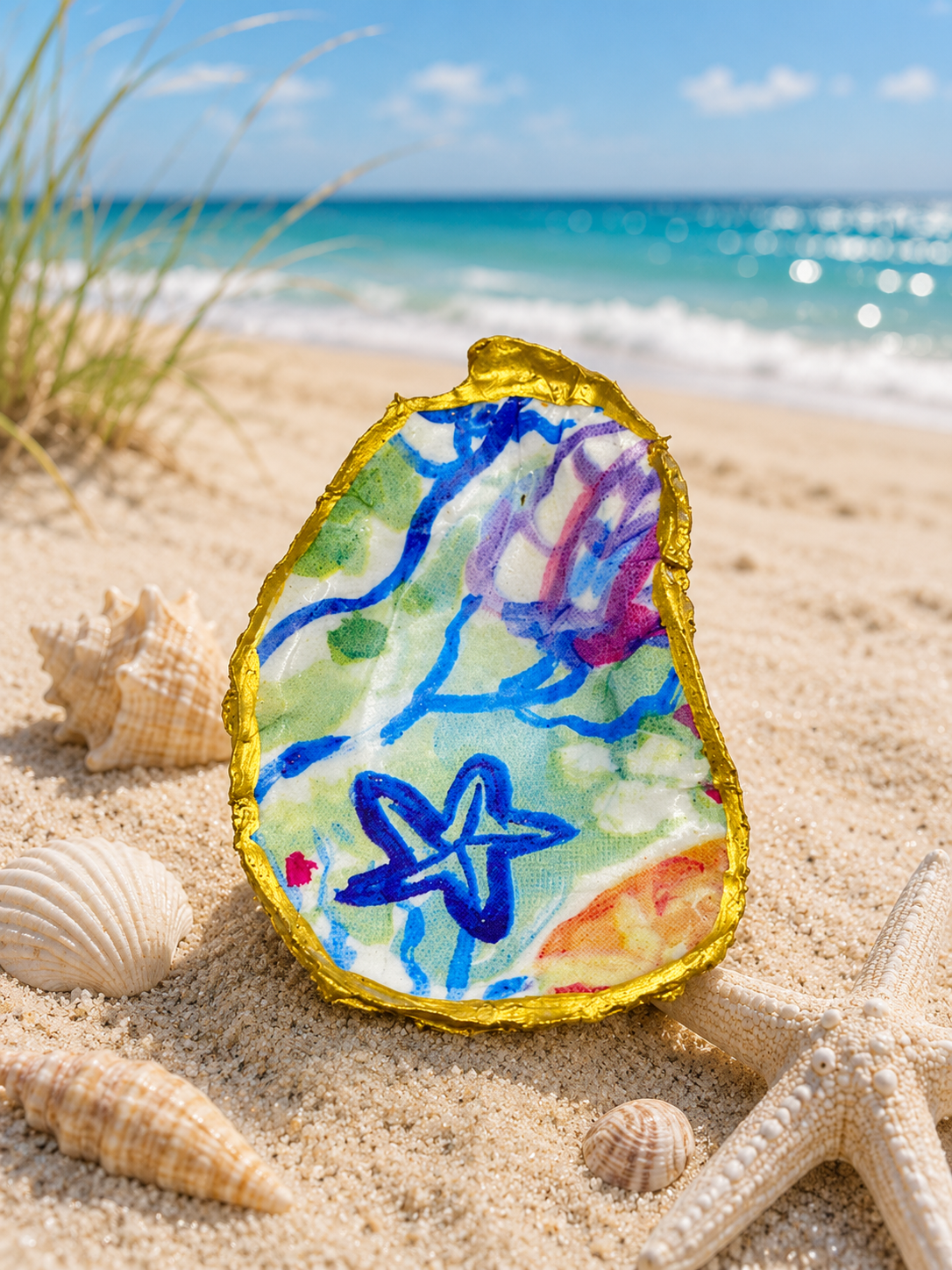 Beach themed Oystershell Trinket Dish