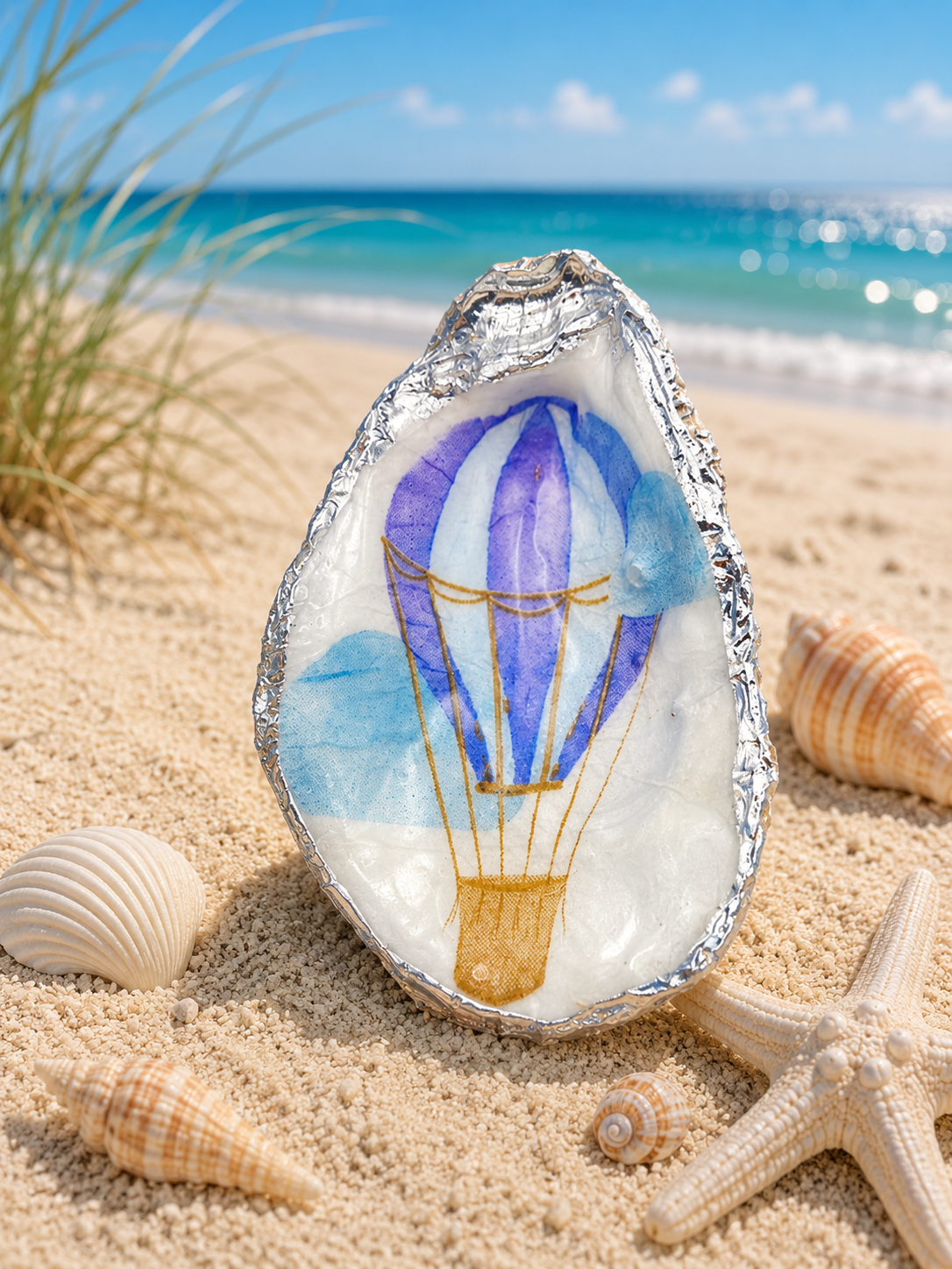 Hot Air Ballon Oystershell Trinket Dish