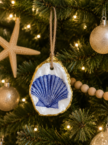 Scallop Oystershell Ornament — handmade oyster shell ornament