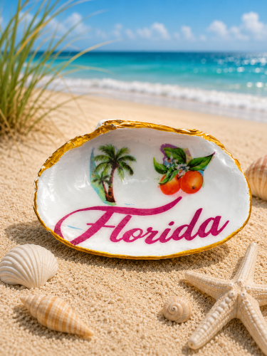 Florida Shell Trinket Dish — handmade oyster shell trinket dishe